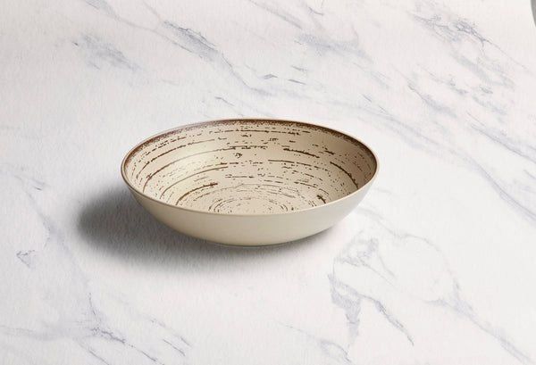 Ariane Vital Coupe 8 1/4" Tornado - Sand Dollar Gray Porcelain Coupe Round Deep Plate - 6/Case (AVCARN428012001) - iFoodservice Online