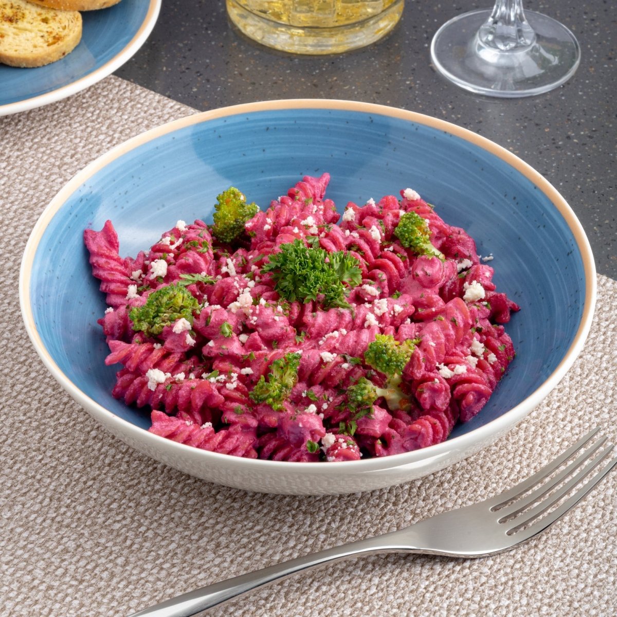 Ariane Vital Coupe 8 1/4" Twister Blue Porcelain Coupe Round Deep Plate - 6/Case (AVCARN264012001) - iFoodservice Online