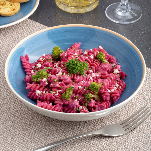 Ariane Vital Coupe 8 1/4" Twister Blue Porcelain Coupe Round Deep Plate - 6/Case (AVCARN264012001) - iFoodservice Online