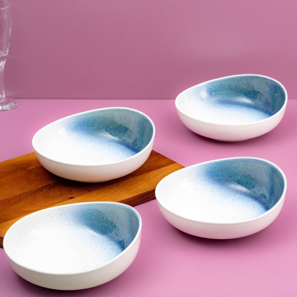 Ariane Vital Coupe 8 1/4" White & Blue Porcelain Coupe Bowl - 4/Case (AVCARND65022021) - iFoodservice Online