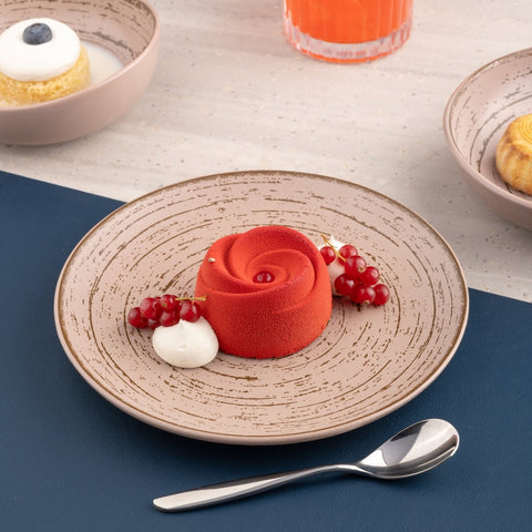 Ariane Vital Coupe 9 4/9" Tornado - Dessert Sage Gray Porcelain Coupe Round Rimless Plate - 6/Case (AVCARN429011024) - iFoodservice Online