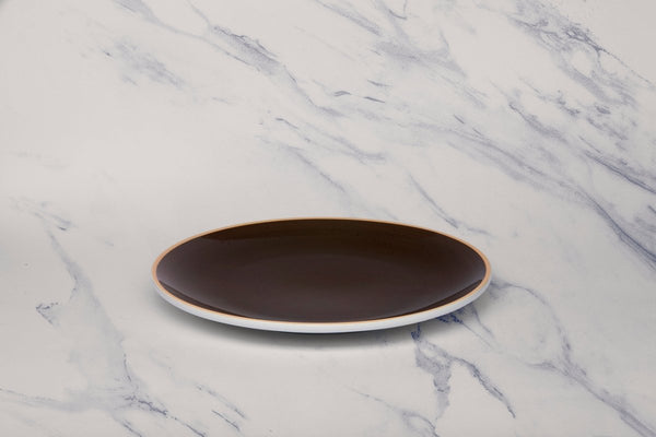 Ariane Vital Coupe 9 4/9" Twister Mokka Dark Brown Porcelain Coupe Round Rimless Plate - 6/Case (AVCARN263011024) - iFoodservice Online