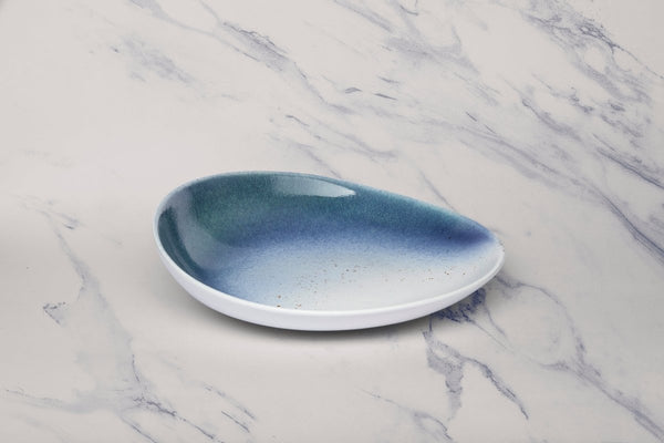 Ariane Vital Coupe 9 5/6" White & Blue Porcelain Coupe Round Deep Plate - 6/Case (AVCARND65012025) - iFoodservice Online