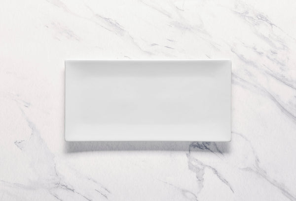 Ariane White 11 3/7" x 5 5/7" Panorama Porcelain Rectangle Plate - 6/Case (ARRARN000011002) - iFoodservice Online
