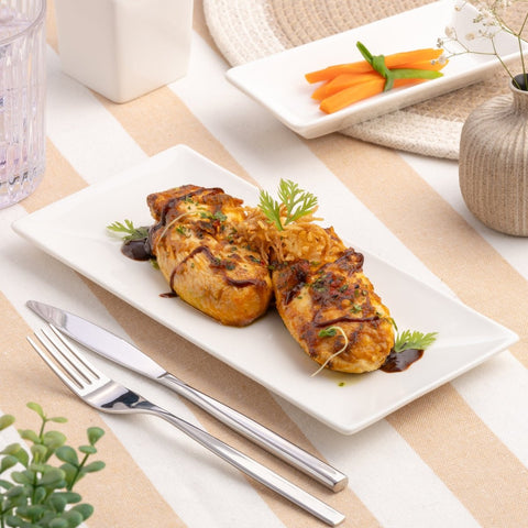 Ariane White 12 3/5" x 6 1/9" Panorama Porcelain Rectangle Plate - 6/Case (ARRARN000011001) - iFoodservice Online