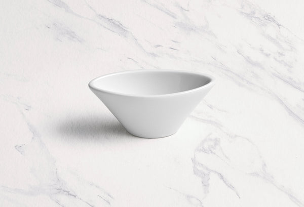 Ariane White 4 1/5" x 2 1/2" x 1 3/4” Miniature Porcelain Conical Bowl - 18/Case (AMNARN000101021) - iFoodservice Online
