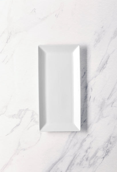 Ariane White 9 1/4" x 4 1/2" Panorama Porcelain Rectangle Plate - 6/Case (ARRARN000011023) - iFoodservice Online