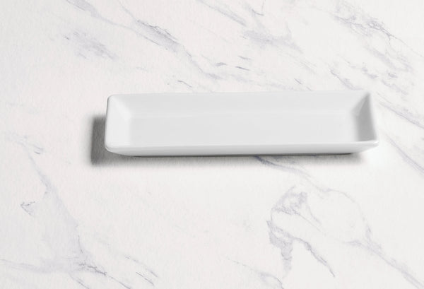 Ariane White 9 1/4" x 4 1/2" Panorama Porcelain Rectangle Plate - 6/Case (ARRARN000011023) - iFoodservice Online