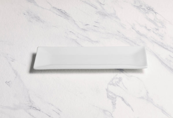 Ariane White 9" x 4 1/3" Panorama Porcelain Rectangle Plate - 12/Case (ARRARN000011003) - iFoodservice Online