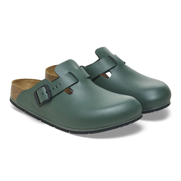 Birkenstock Shoes Boston Pro Leather in Thyme Color Narrow width, (1026 188) - iFoodservice Online