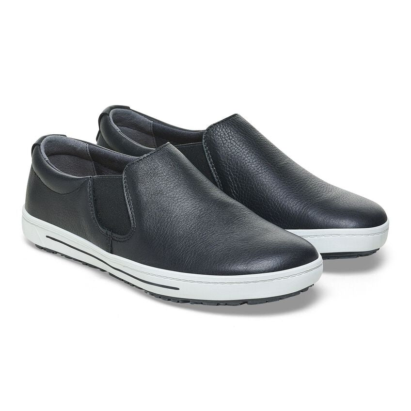 Birkenstock Shoes QO400 Leather in Black/White Color Regular Width , (1011 240) - iFoodservice Online