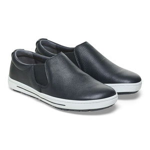 Birkenstock Shoes QO400 Leather in Black/White Color Regular Width , (1011 240) - iFoodservice Online