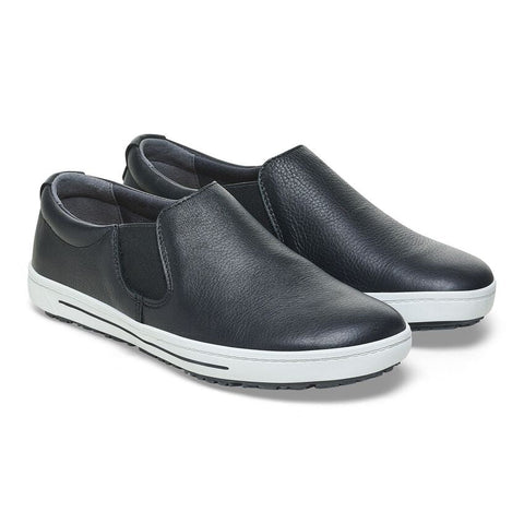 Birkenstock Shoes QO400 Leather in Black/White Color Regular Width , (1011 240) - iFoodservice Online