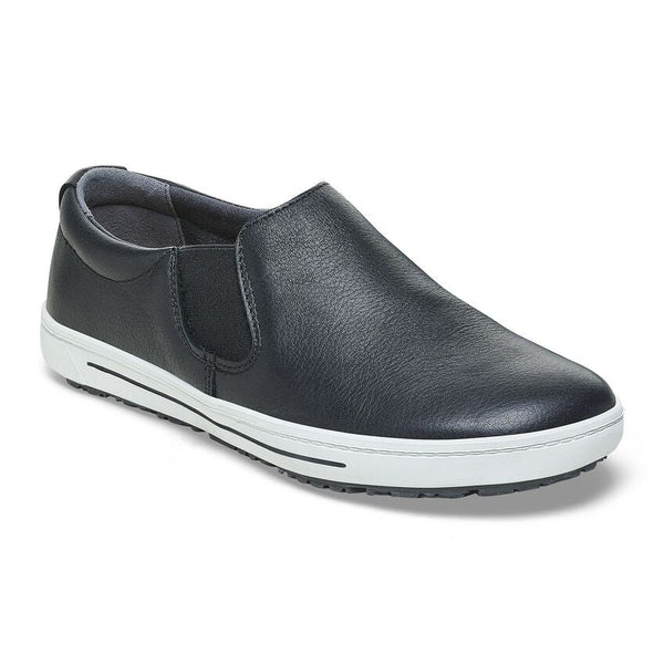 Birkenstock Shoes QO400 Leather in Black/White Color Regular Width , (1011 240) - iFoodservice Online