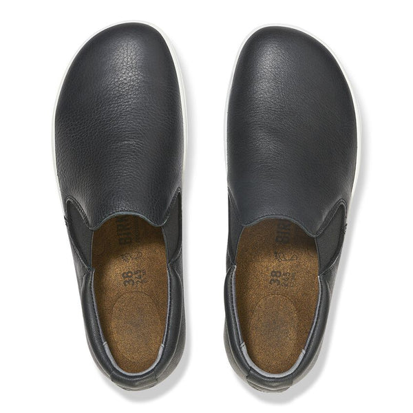 Birkenstock Shoes QO400 Leather in Black/White Color Regular Width , (1011 240) - iFoodservice Online