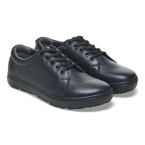 Birkenstock Shoes QO500 Leather in Black/Black Color Regular Width, (1021 021) - iFoodservice Online