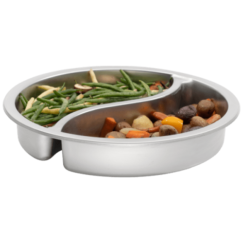 Browne Foodservice Ying Yang Round Divided Food Pan Stainless Steel 7qt/6.6l, 22.5x20"(575165) - iFoodservice Online