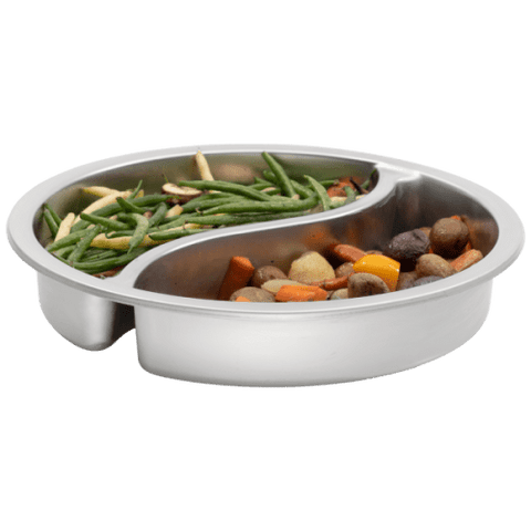 Browne Foodservice Ying Yang Round Divided Food Pan Stainless Steel 7qt/6.6l, 22.5x20"(575165) - iFoodservice Online