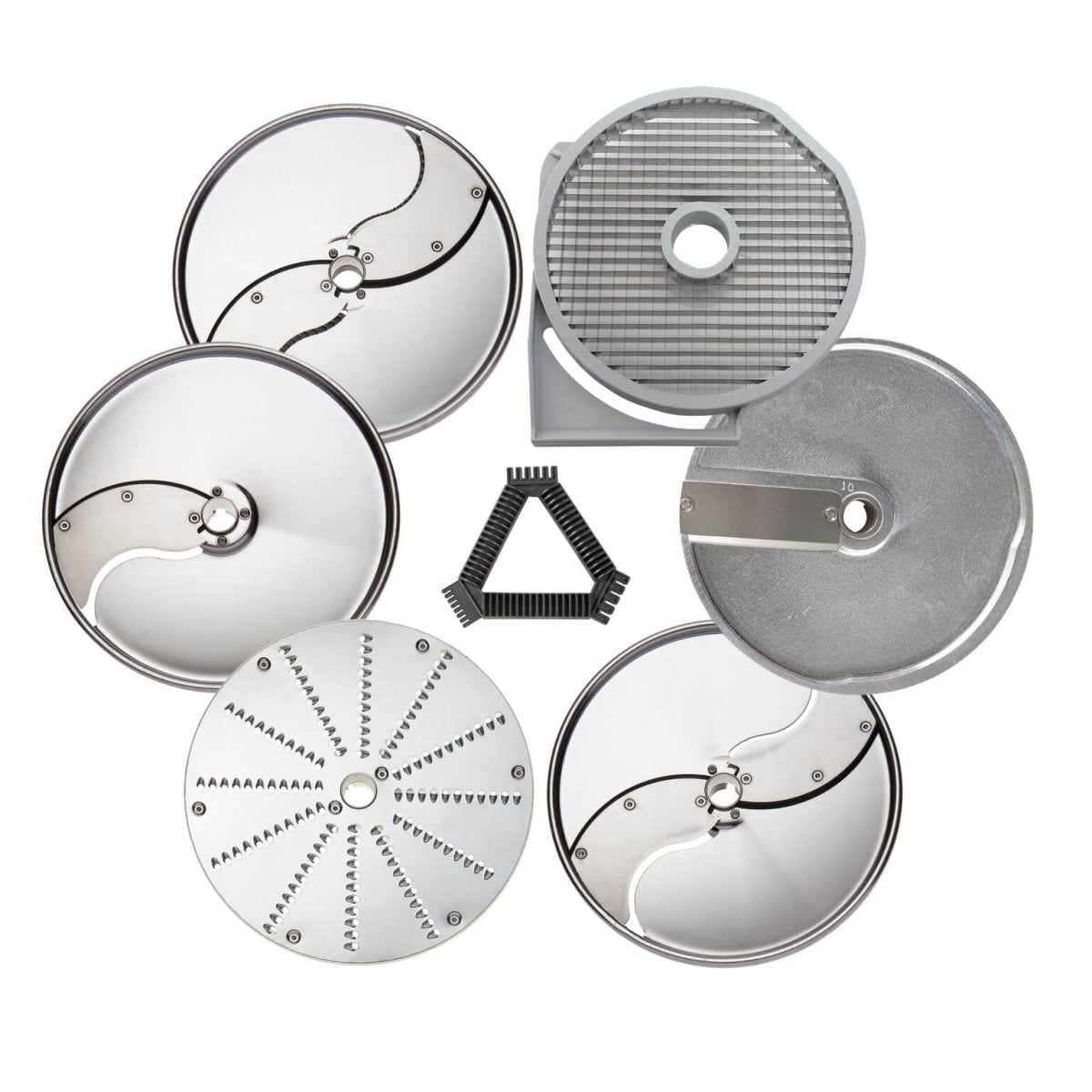 Eurodib Dito Sama, Gastronomy Pack - set Discs (2mm, 5mm and 10mm Slicing Pressing Discs, 2mm Grating Disc, 4x4mm Shredding Disc, 10x10mm Dicing Grid) and Grid Cleaning Tool (650113) - iFoodservice Online