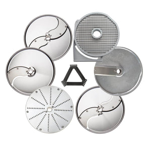 Eurodib Dito Sama, Gastronomy Pack - set Discs (2mm, 5mm and 10mm Slicing Pressing Discs, 2mm Grating Disc, 4x4mm Shredding Disc, 10x10mm Dicing Grid) and Grid Cleaning Tool (650113) - iFoodservice Online
