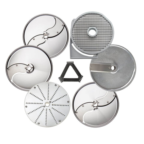Eurodib Dito Sama, Gastronomy Pack - set Discs (2mm, 5mm and 10mm Slicing Pressing Discs, 2mm Grating Disc, 4x4mm Shredding Disc, 10x10mm Dicing Grid) and Grid Cleaning Tool (650113) - iFoodservice Online