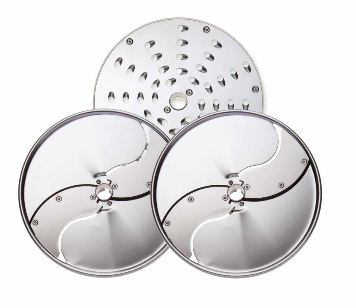 Eurodib Dito Sama, Set of 3 Stainless Steel Discs for Pizza 5/64", 5/32", 9/32" (2mm and 4mm and 7mm Grating) (650107) - iFoodservice Online