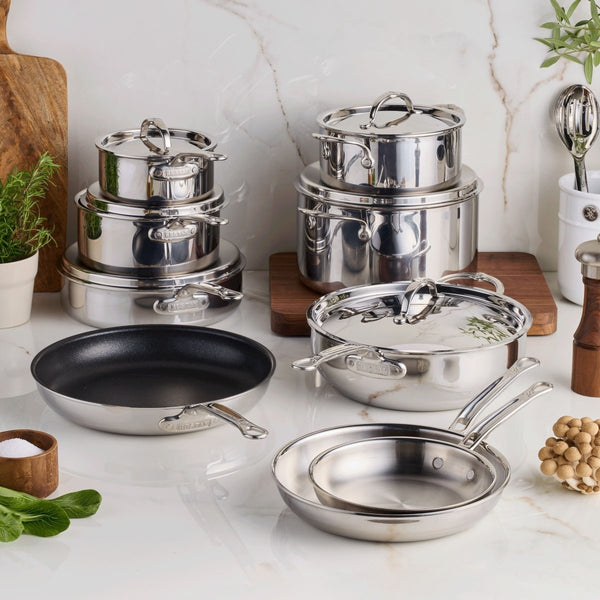 Hestan Hestan ProBond® Luxe™ 15-Piece Polished Professional Clad Stainless Steel Cookware Set (4263298) - iFoodservice Online