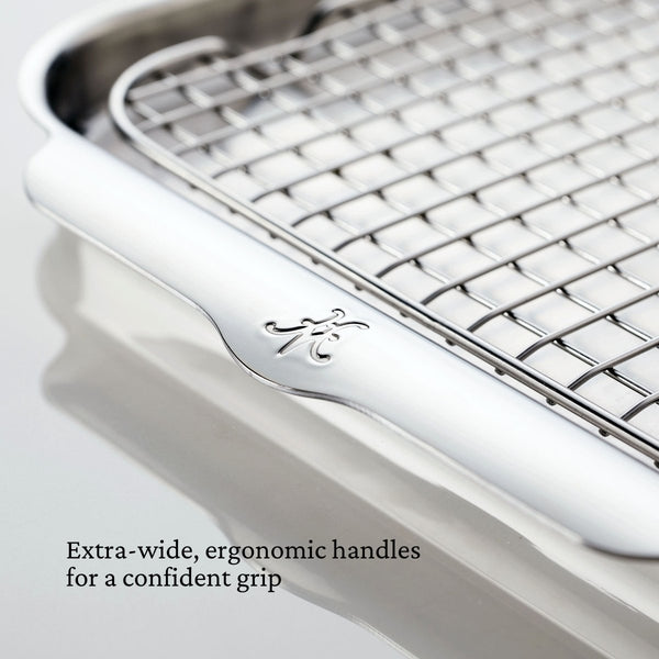 Hestan OvenBond® 4-Piece Tri-ply Clad Stainless Steel Half Sheet and Rack, Set of 2 (48824) - iFoodservice Online