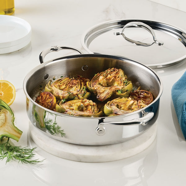 Hestan ProBond® Luxe 3.5-Quart Professional Clad Stainless Steel Sauteuse Braiser with Lid (31775) - iFoodservice Online