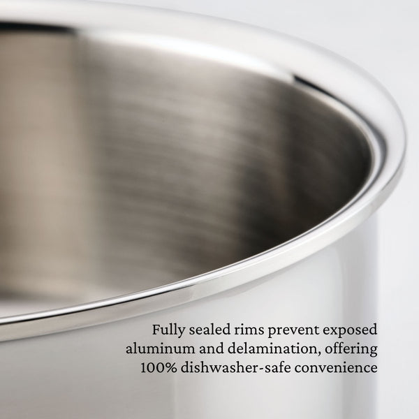 Hestan ProBond® Luxe 9-Quart Polished Professional Clad Stainless Steel Rondeau with Lid (31797) - iFoodservice Online