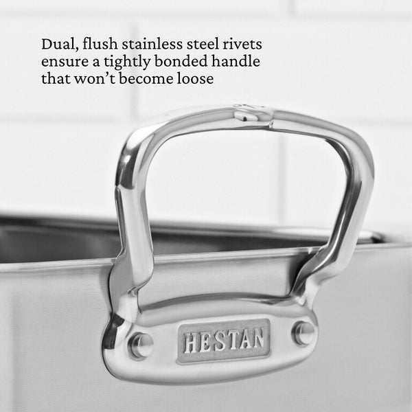 Hestan Provisions 14.5-Inch Clad Stainless Steel Roaster with Rack, Small (31655) - iFoodservice Online