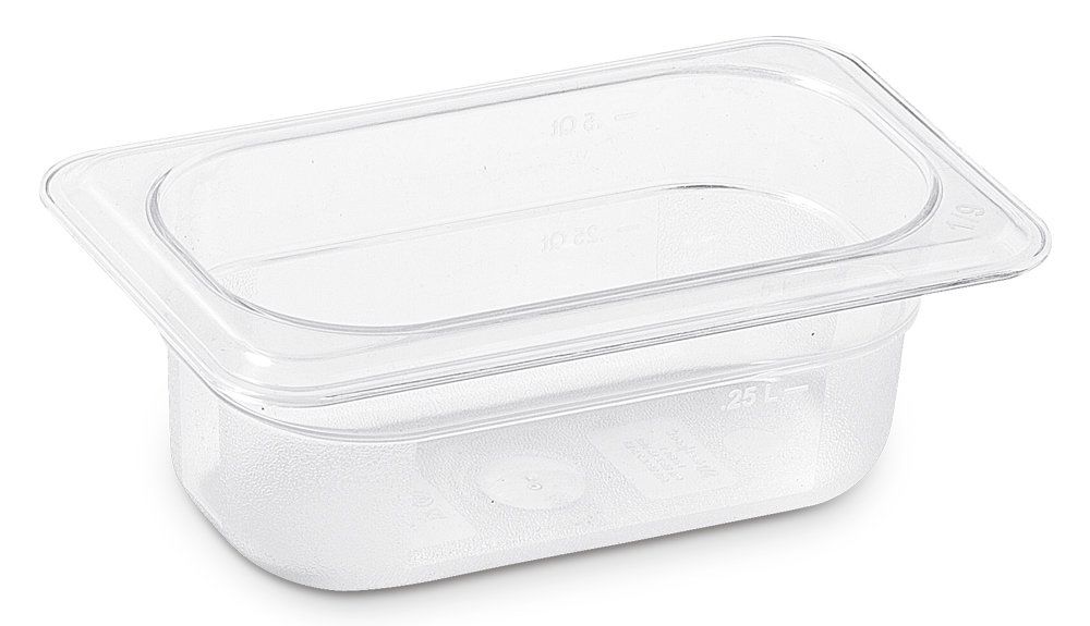 KAPP HS Gastro Polycarbonate Food Pan Clear 1/9 7x4" - 2.5" 46019065 (Pack of 12) - iFoodservice Online