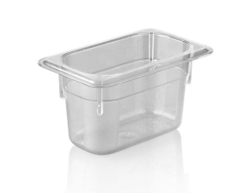KAPP HS Gastro Polycarbonate Food Pan Clear 1/9 7x4" - 4" 46019100 (Pack of 12) - iFoodservice Online