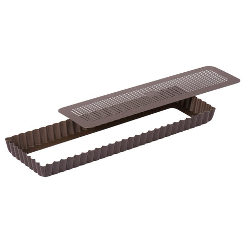 Louis Tellier Gobel N - S Perf Oblong Fluted Tart Mould L. Bottom 13 3/4''X1''H(225412) - iFoodservice Online