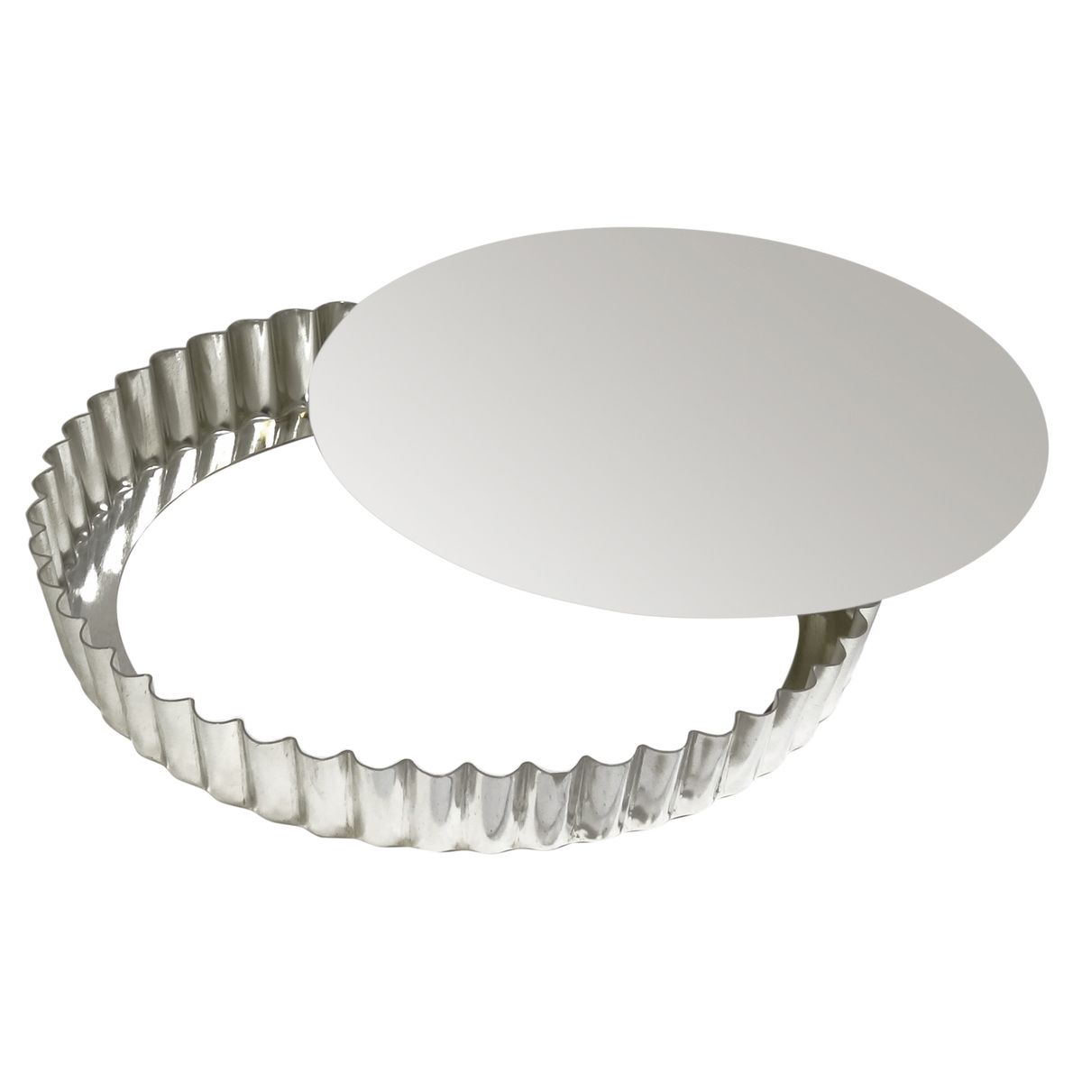 Louis Tellier Gobel Tin Loose Base Fluted Tart Mold Dia 9 1/2'' X 1''H (126430) - iFoodservice Online