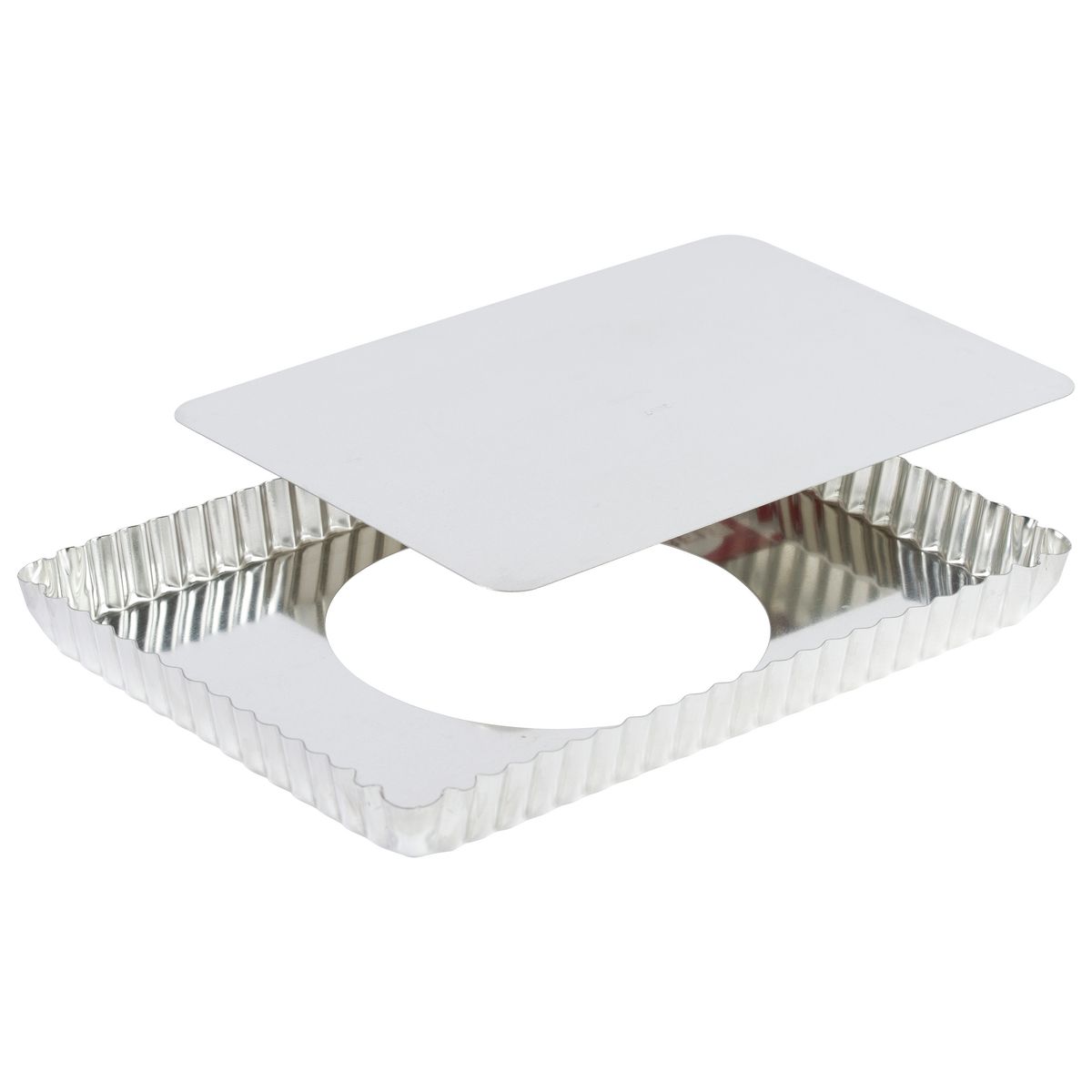 Louis Tellier Gobel Tin Rect Fluted Tart Mould Loose Bottom 11 3/8''X1''H (125810) - iFoodservice Online