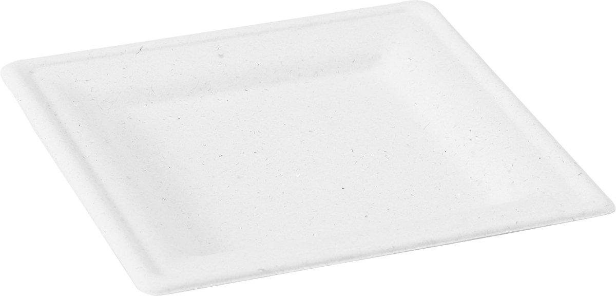 Packnwood 210APU2020A - Square white plate L:7.8in W:7.8in H:0.6in - iFoodservice Online
