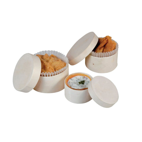 Packnwood 3 Round Wooden Cup Kit D:2.5in H:1.3in / D:2.3in H:1.1in / D:1.9in H:1in - iFoodservice Online