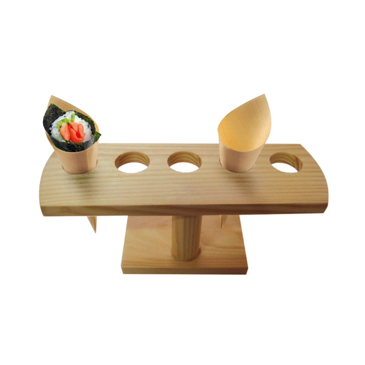 Packnwood 5 Holes Bamboo Cone and Temaki Display D:0.8in 9.2 x 3.1 x 3.7in - iFoodservice Online