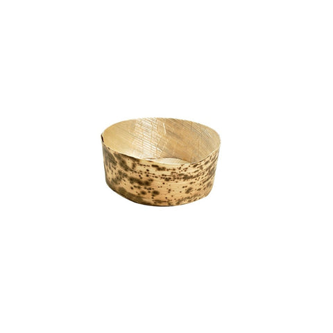 Packnwood ANNO Round Mini Bamboo Leaf Basket 3oz D:2.8in H:0.8in - iFoodservice Online