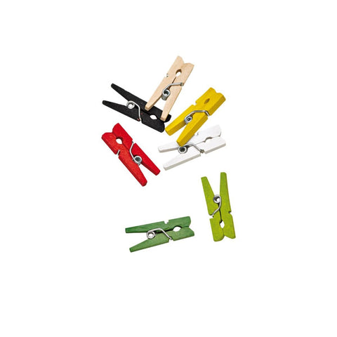Packnwood Assorted Colors Mini Wooden Clothespin L:1in W:0.36in - iFoodservice Online