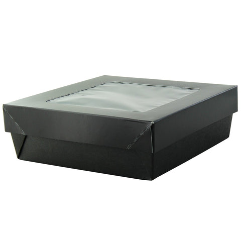 Packnwood Bakeable Black Kray Box with PET Lid 34oz L:6.1in W:6.1in H:2in Up to 350F(Base Only) - iFoodservice Online