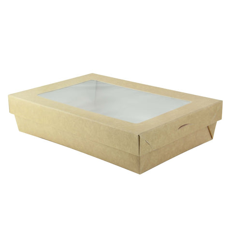 Packnwood Bakeable Kraft Kray Box with PET Lid 50oz L:8.9in W:6.1in H:2in Up to 350F(Base Only) - iFoodservice Online