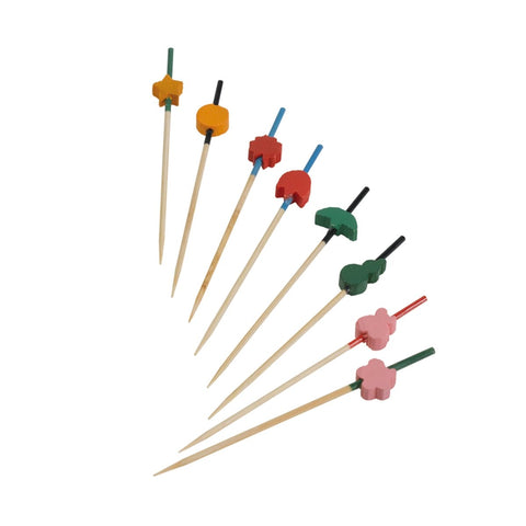 Packnwood Bamboo Art Skewers (Assorted Colors & Designs) L:3.5in - iFoodservice Online