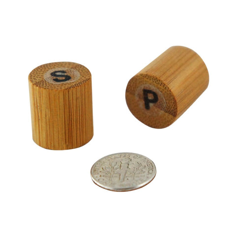 Packnwood Bamboo Mini Reusable Salt & Pepper Set (Prefilled) 3.5oz D:0.7in H:0.75in - iFoodservice Online