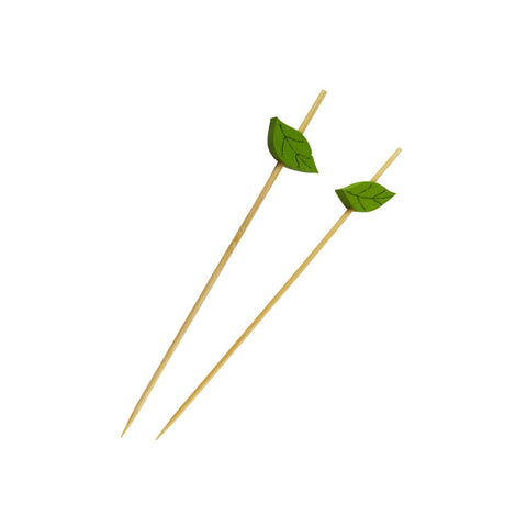 Packnwood Bamboo skewers with wooden leaf L:4.7in - iFoodservice Online