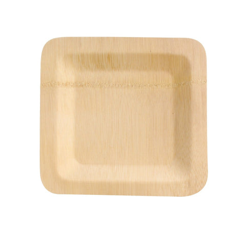 Packnwood Bamboo Veneer Square Plate L:7in W:7in H:0.4in - iFoodservice Online