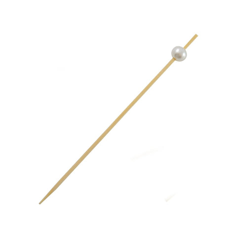 Packnwood BIJOU Bamboo Pick with White Pearl L:4.75in - iFoodservice Online