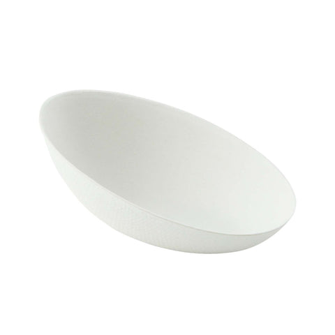 Packnwood Bio n Chic Egg Shaped White Sugarcane Dish (No added PFAs) 1oz L:3.1in W:2.1in H:1.1in - iFoodservice Online