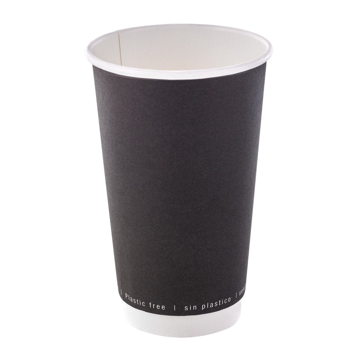 Packnwood Black Double Wall Paper Cup Plastic Free 16oz D:3.5in H:5.4in - iFoodservice Online